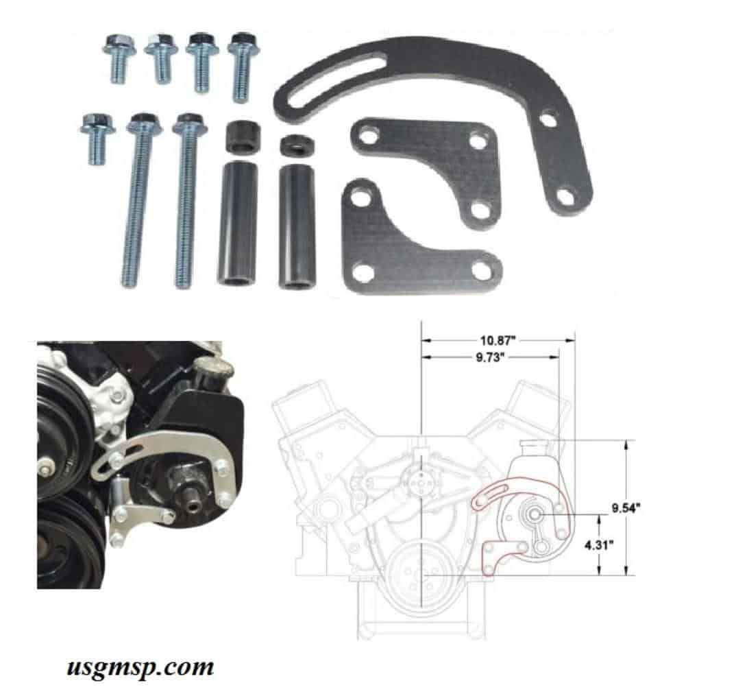 Bracket Set: Power Steering SBC V8 LHS Lower Billet